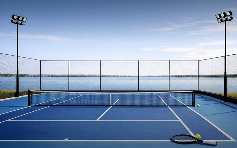 Canchas de tenis frente a la laguna